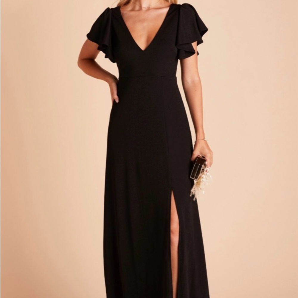 Birdy Grey Black Maxi Dress with Flutter Sleeves